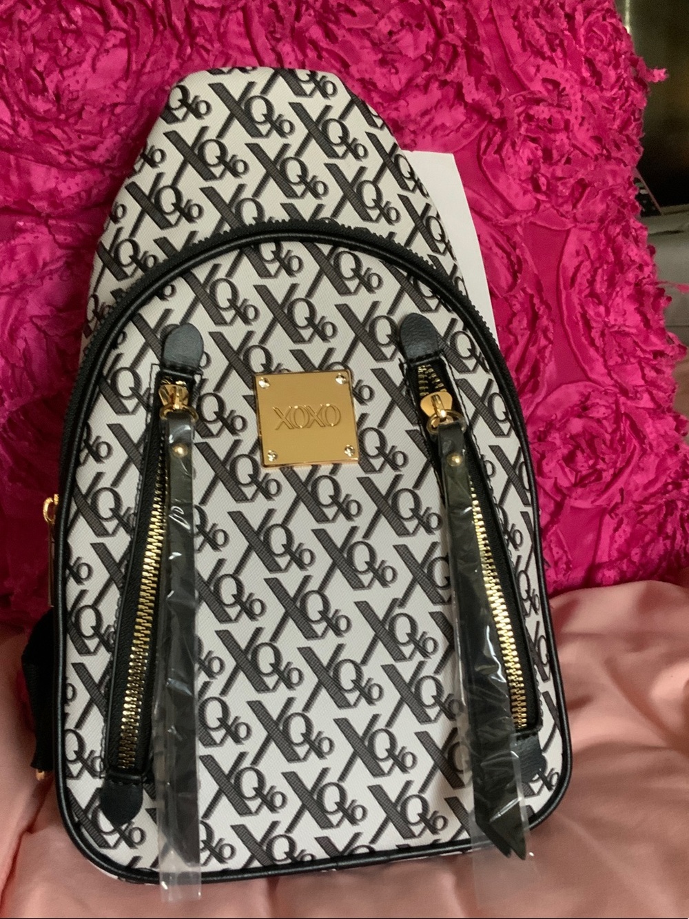 XOXO Black & White Logo Backpack with Gold Hardware - XOXO